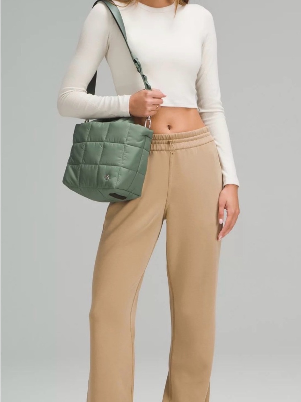 NWT Lululemon athletica Quilted crossbody  Tote in olive/sage Green 5L